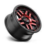 17X8.5 KMC KM540 RECON GLOSS BLACK MACH W/ RED TINT 6X139.7