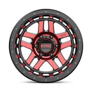 17X9 KMC KM540 RECON GLOSS BLACK MACH W/ RED TINT 6X139.7