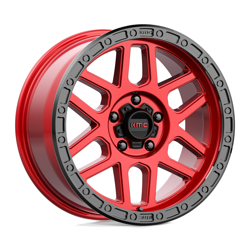 18X9 KMC KM544 MESA CANDY RED W/ BLACK LIP 5X150