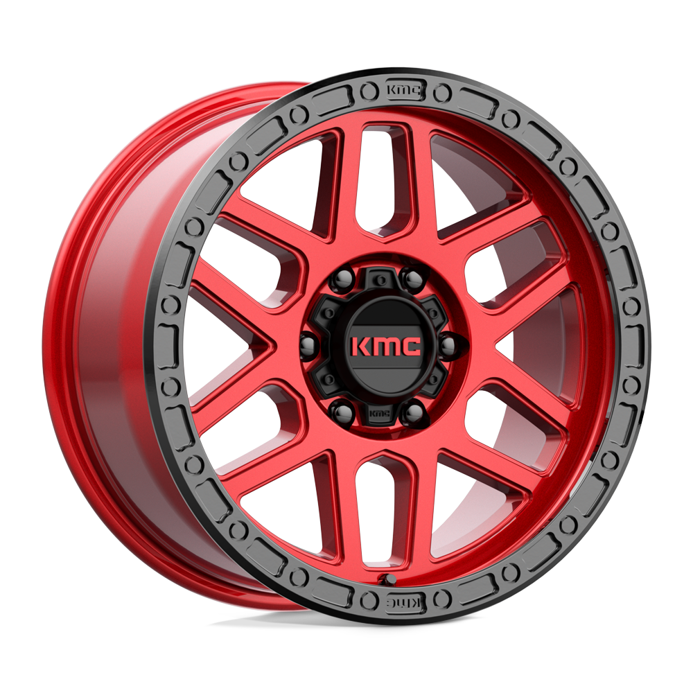 18X9 KMC KM544 MESA CANDY RED W/ BLACK LIP 6X114.3