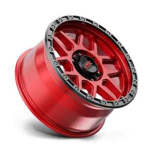 18X9 KMC KM544 MESA CANDY RED W/ BLACK LIP 6X139.7