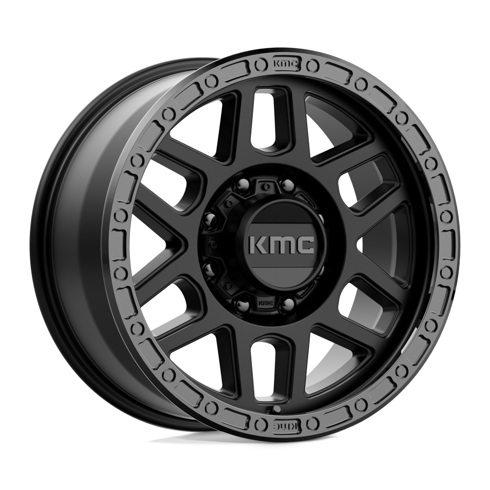 18X9 KMC KM544 MESA SATIN BLACK W/ GLOSS BLACK LIP 8X165.1