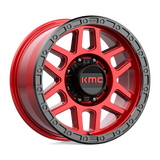 18X9 KMC KM544 MESA CANDY RED W/ BLACK LIP 8X180