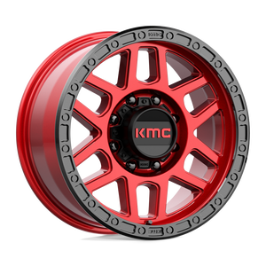 18X9 KMC KM544 MESA CANDY RED W/ BLACK LIP 8X180