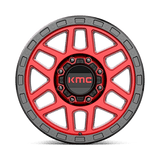 18X9 KMC KM544 MESA CANDY RED W/ BLACK LIP 8X180