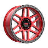 17X8.5 KMC KM544 MESA CANDY RED W/ BLACK LIP 6X135