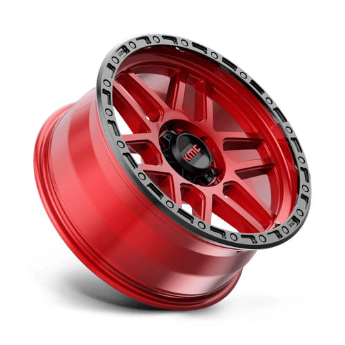 17X8.5 KMC KM544 MESA CANDY RED W/ BLACK LIP 6X139.7