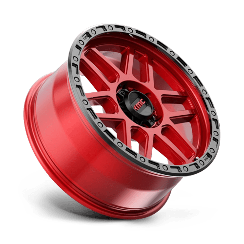 17X9 KMC KM544 MESA CANDY RED W/ BLACK LIP 6X139.7