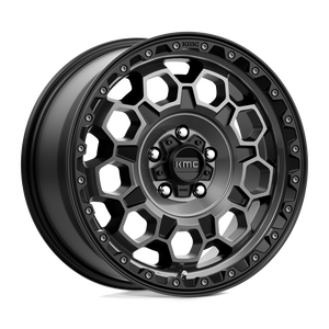 17X8 KMC KM545 TREK RIMS - SATIN BLACK W/ GRAY TINT 5X108