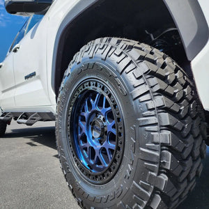17X8.5 KMC KM549 GRS RIMS - MIDNIGHT BLUE W/ G-BLACK LIP 8X180