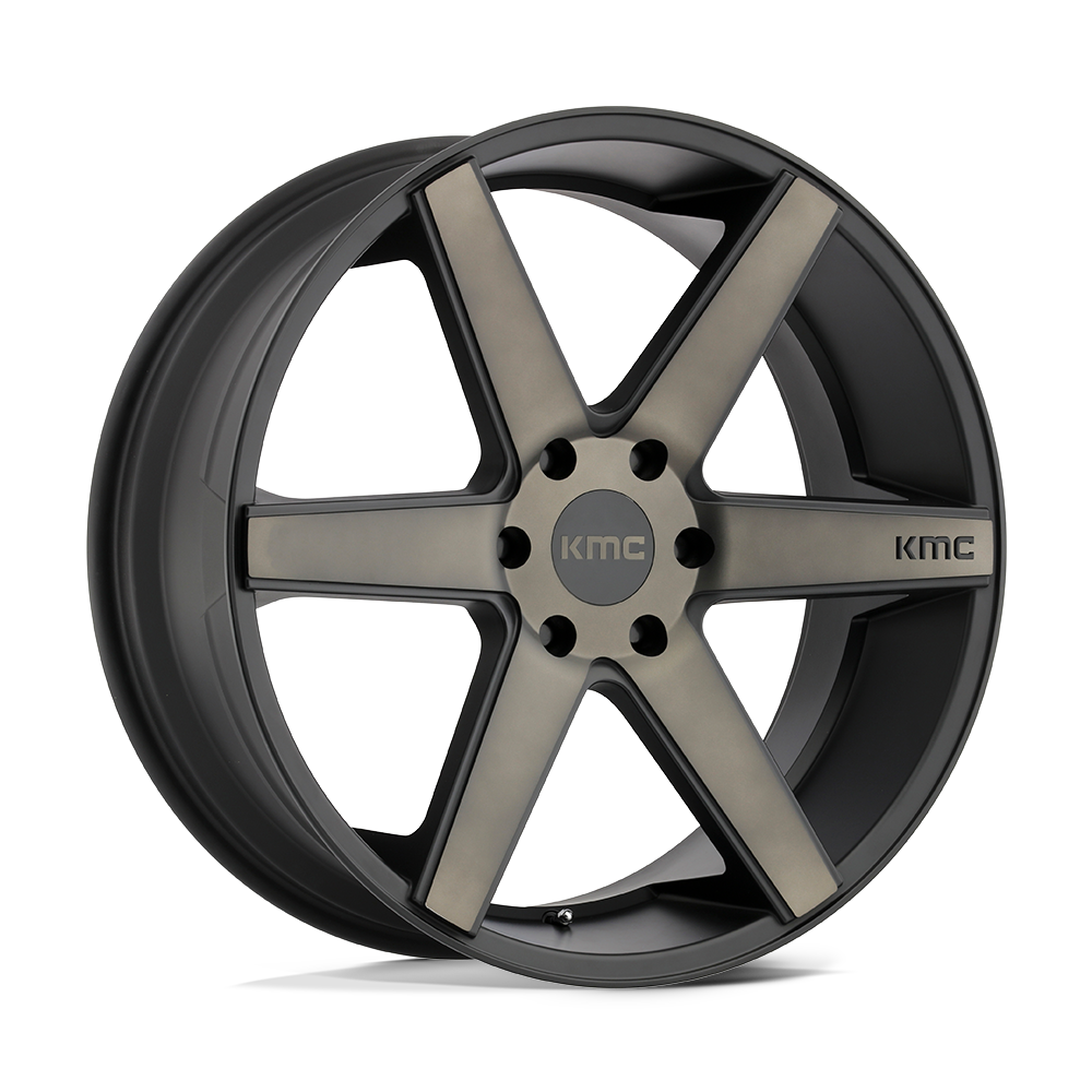 20X8.5 KMC KM704 DISTRICT TRUCK MATTE BLACK W/ DARK TINT 6X135