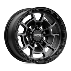 17X8.5 KMC KM718 SUMMIT SATIN BLACK W/ GRAY TINT 5X127