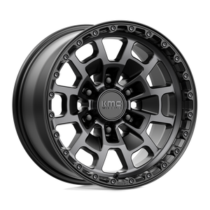 17X8.5 KMC KM718 SUMMIT SATIN BLACK W/ GRAY TINT 6X135
