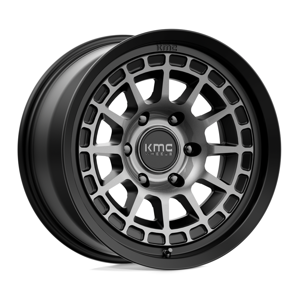 17X8.5 KMC KM719 CANYON SATIN BLACK W/ GRAY TINT 6X139.7