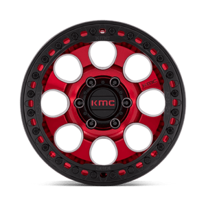 17X9 KMC KM237 RIOT BEADLOCK CANDY RED W/ SATIN BLACK RING 6X139.7