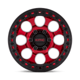 17X8.5 KMC KM237 RIOT BEADLOCK CANDY RED W/ SATIN BLACK RING 6X139.7
