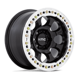 17X9 KMC KM237 RIOT BEADLOCK SATIN BLACK W/ MACHINED RING 5X127