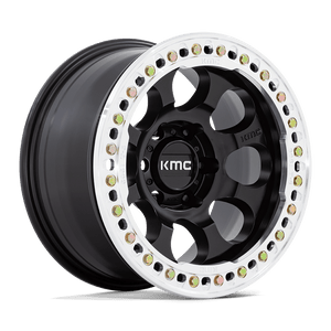 17X8.5 KMC KM237 RIOT BEADLOCK SATIN BLACK W/ MACHINED RING 6X139.7