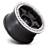 17X8.5 KMC KM237 RIOT BEADLOCK SATIN BLACK W/ MACHINED RING 6X139.7