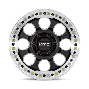 17X8.5 KMC KM237 RIOT BEADLOCK SATIN BLACK W/ MACHINED RING 5X127