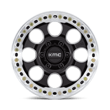 17X8.5 KMC KM237 RIOT BEADLOCK SATIN BLACK W/ MACHINED RING 6X139.7