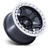 17X9 KMC KM238 VI BEADLOCK SATIN BLACK W/ MACHINED RING 6X135