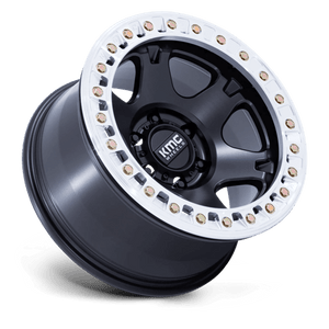 17X9 KMC KM238 VI BEADLOCK SATIN BLACK W/ MACHINED RING 6X135