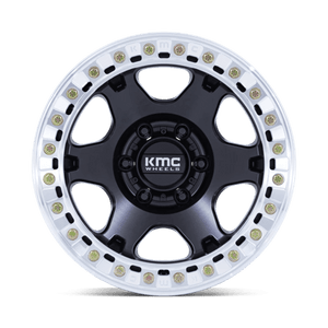 17X9 KMC KM238 VI BEADLOCK SATIN BLACK W/ MACHINED RING 6X139.7
