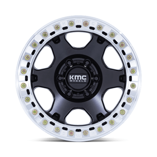17X9 KMC KM238 VI BEADLOCK SATIN BLACK W/ MACHINED RING 6X135