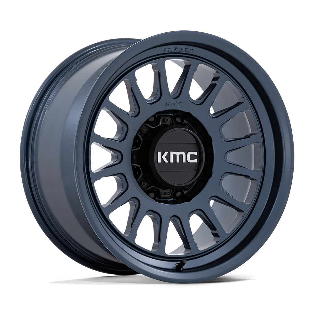18X9 KMC KM452 IMPACT FORGED MONOBLOCK METALLIC BLUE 8X180