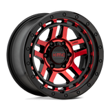 17X8.5 KMC KM540 RECON GLOSS BLACK MACH W/ RED TINT 6X139.7