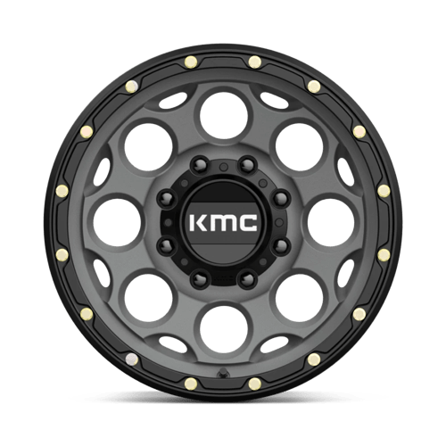 17X8.5 KMC KM541 DIRTY HARRY SATIN GRAY W/ BLACK LIP 8X170