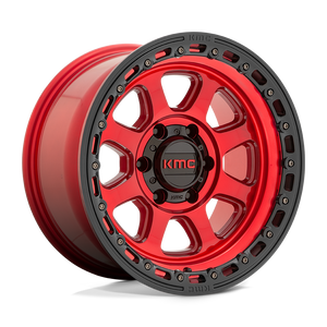 18X9 KMC KM548 CHASE CANDY RED W/ BLACK LIP 8X170