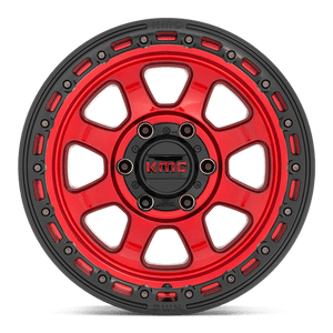 18X9 KMC KM548 CHASE CANDY RED W/ BLACK LIP 8X170
