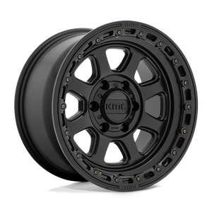 18X9 KMC KM548 CHASE SATIN BLACK W/ GLOSS BLACK LIP 8X165.1