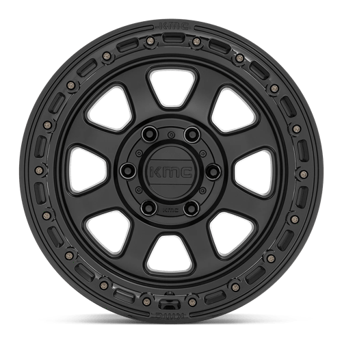 18X9 KMC KM548 CHASE SATIN BLACK W/ GLOSS BLACK LIP 8X180