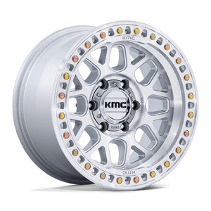 17X8.5 KMC KM549 GRS RIMS - GLOSS SILVER W/ MACHINED FACE 6X139.7
