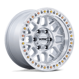 18X9 KMC KM549 GRS RIMS - GLOSS SILVER W/ MACHINED FACE 8X165.1