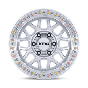 18X8.5 KMC KM549 GRS RIMS - GLOSS SILVER W/ MACHINED FACE 5X127