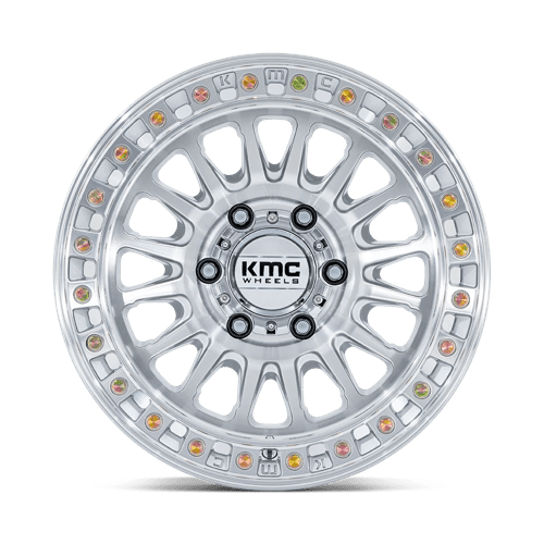18X9 KMC KM552 IMS GLOSS SILVER W/ MACHINED FACE 6X139.7