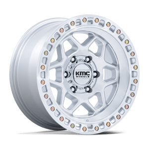 17X8.5 KMC KM553 TORX GLOSS SILVER W/ MACHINED FACE 6X135