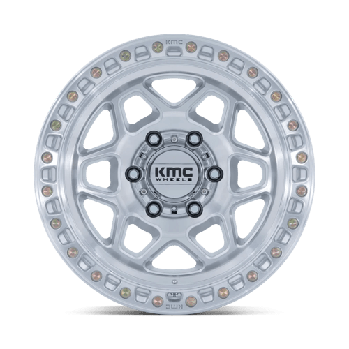 17X8.5 KMC KM553 TORX GLOSS SILVER W/ MACHINED FACE 6X120