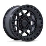 17X8.5 KMC KM553 TORX MATTE BLACK W/ GLOSS BLACK LIP 6X135