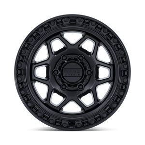 17X8.5 KMC KM553 TORX MATTE BLACK W/ GLOSS BLACK LIP 6X120