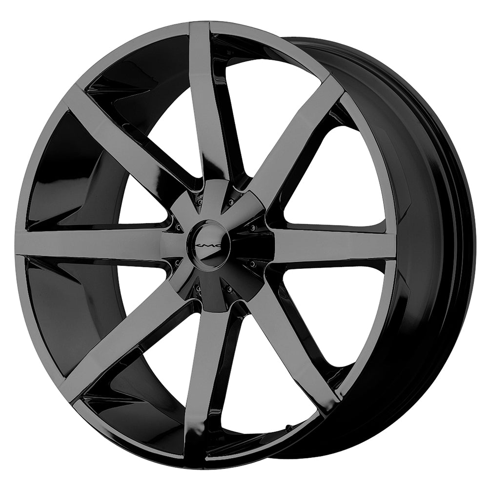 22X9.5 KMC KM651 SLIDE GLOSS BLACK W/ CLEAR COAT 6X120