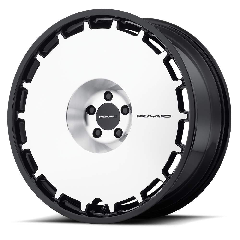 22X9 KMC KM689 SKILLET SEMI GLOSS BLACK BRUSHED FACE 5X114.3