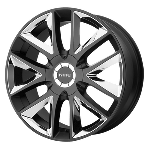 22X9.5 KMC KM710 TAKEDOWN SATIN BLACK W/ CHROME INSERTS 5X127