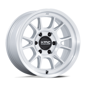 17X8.5 KMC KM729 RANGE GLOSS SILVER W/ MACHINED FACE 5X150