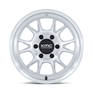 17X8.5 KMC KM729 RANGE GLOSS SILVER W/ MACHINED FACE 5X127