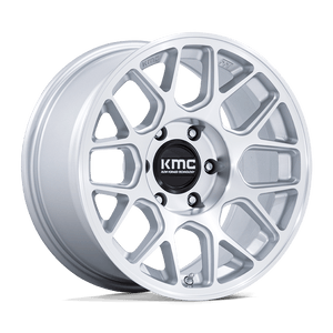 17X8.5 KMC KM730 HATCHET GLOSS SILVER W/ MACHINED FACE 6X114.3